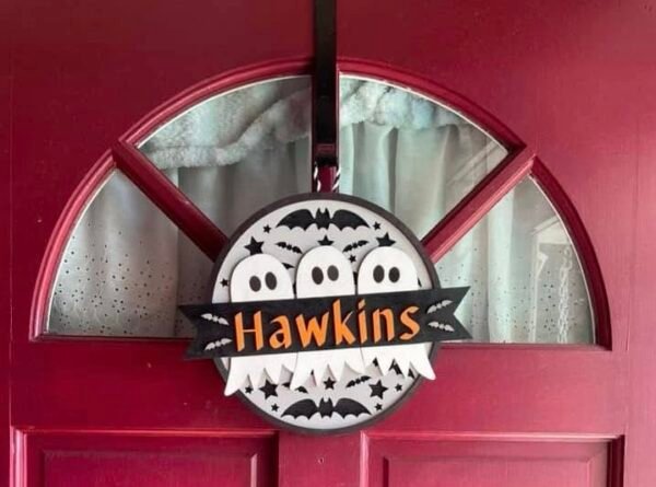 Welcome ghost Halloween door hanger - Image 2