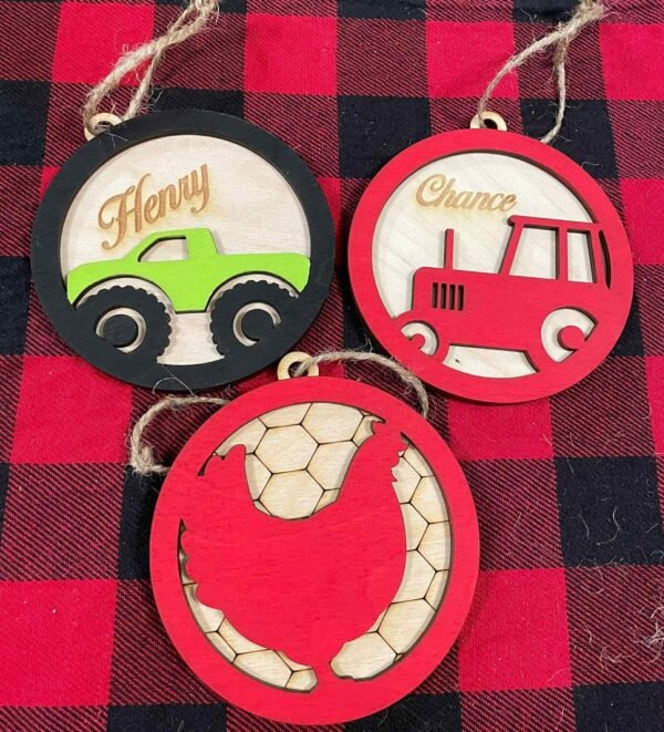 Farm themed ornaments