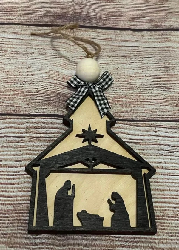 Wooden Church Ornaments: Nativity Scene, Hymn Decor - Image 4
