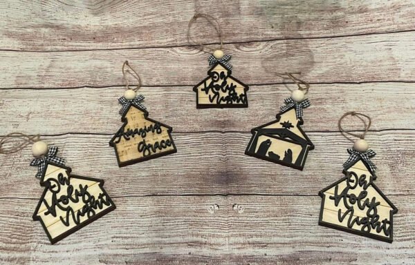 Wooden Church Ornaments: Nativity Scene, Hymn Decor - Image 3