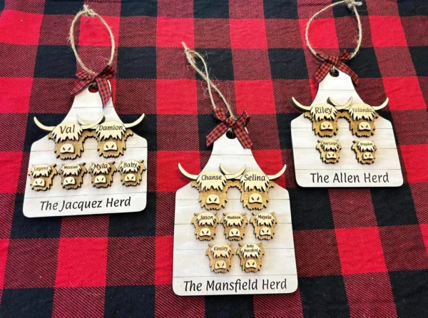Personalized Highland Cow family ornament - Image 9