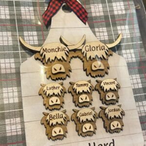 Personalized Highland Cow family ornament