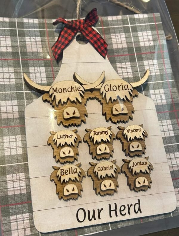 Personalized Highland Cow family ornament