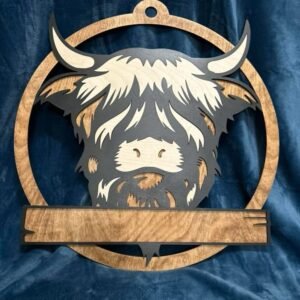 Customizable Highland cow door hanger