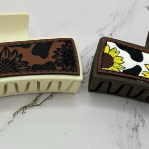 Custom engraved leather hair clip