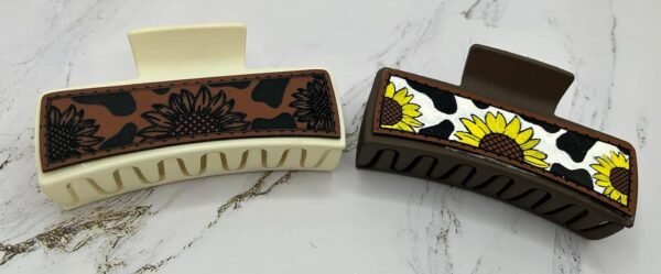 Custom engraved leather hair clip