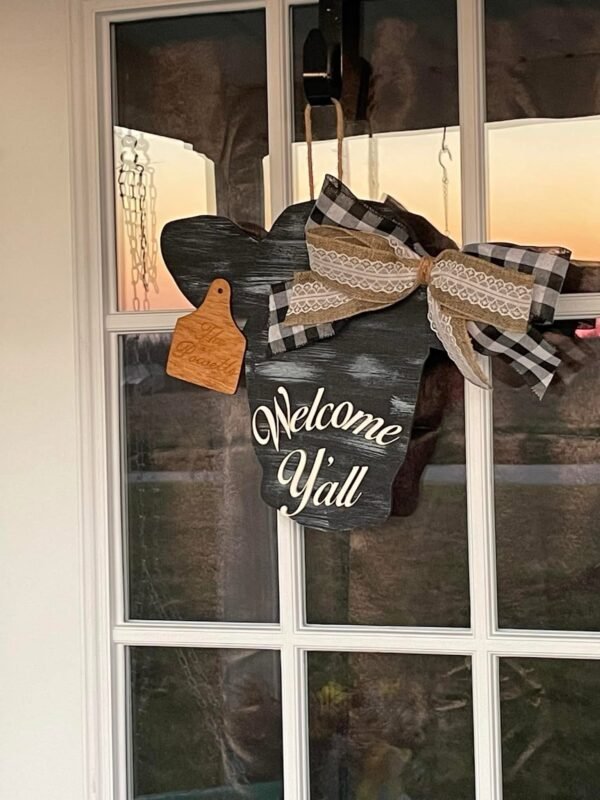 Welcome Y’all cow door hanger - Image 4