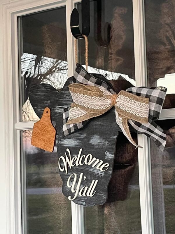 Welcome Y’all cow door hanger - Image 2